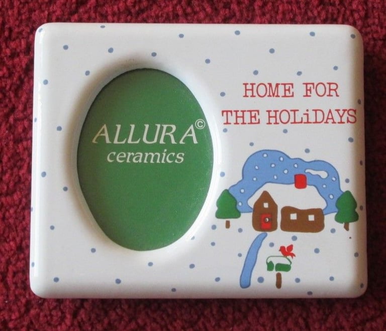 Ceramic Photo frame, xmas design wording 'Home for the Holidays' NEW NEVER USED