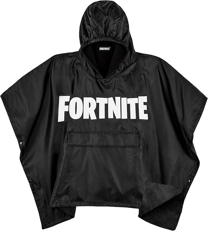 image for new with tags - Fortnite Raincoat Fleece Lined Hoodie Poncho - one size fits ages 6 -14 years