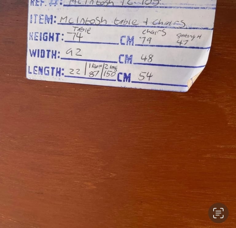 Mid century dining table + 4 chairs - very good condition 