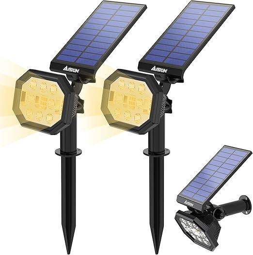 AISITIN Solar Spotlights,22 LED IP65 Waterproof Solar Lights Patio,2 Pack - NEW