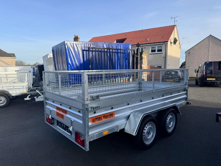 BRAND NEW 10ft x 5ft TWIN AXLE TRAILER WITH 40CM MESH 1300KG BRAKED