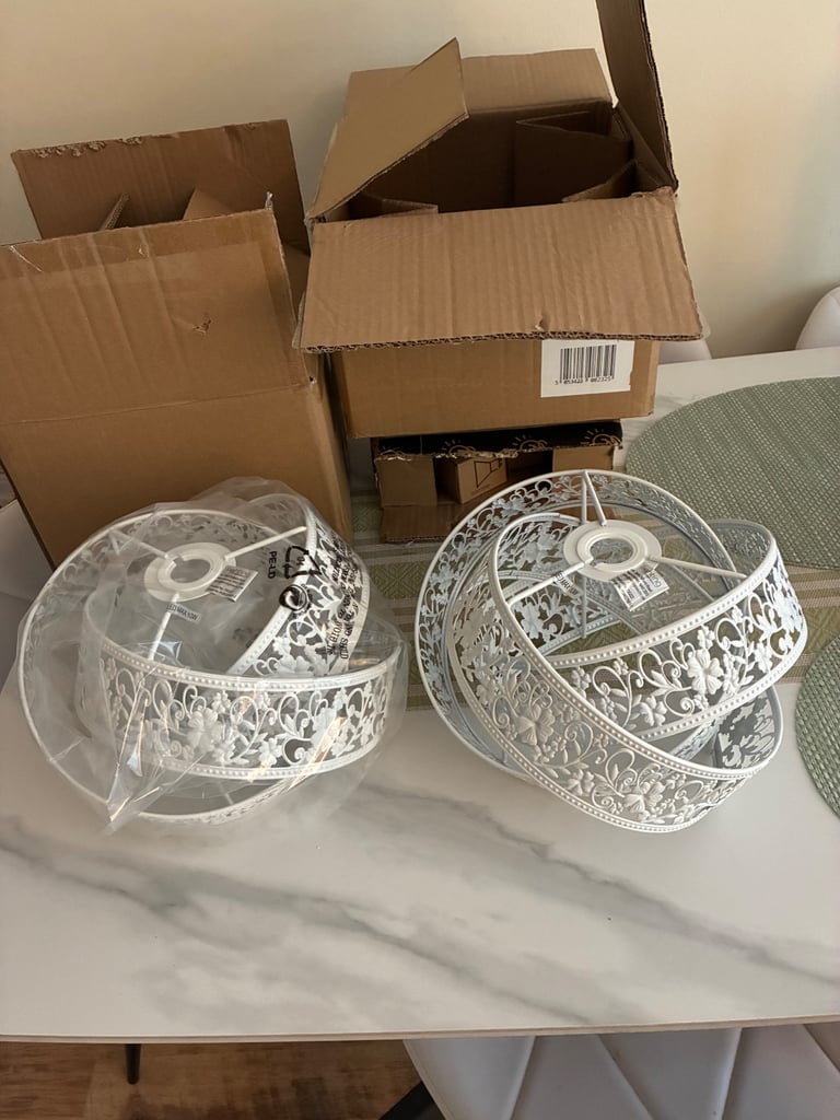 White metal light shades - NEW x2 £20