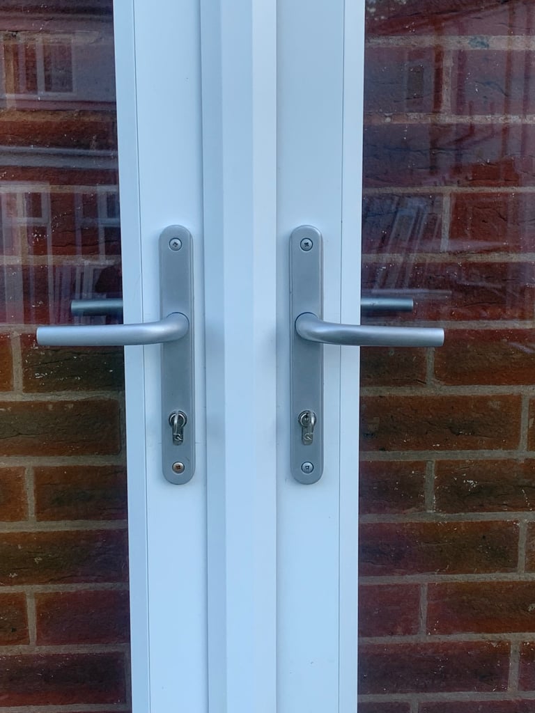 UPVC DOUBLE GLAZED FRENCH PATIO DOOR & KEYS 155.5cm WIDE 214cm HIGH Can Deliver