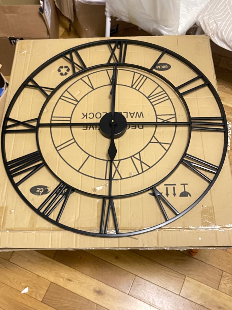Brand New super large 30 inch 80 cm metal Skelton silent non ticking wall clock