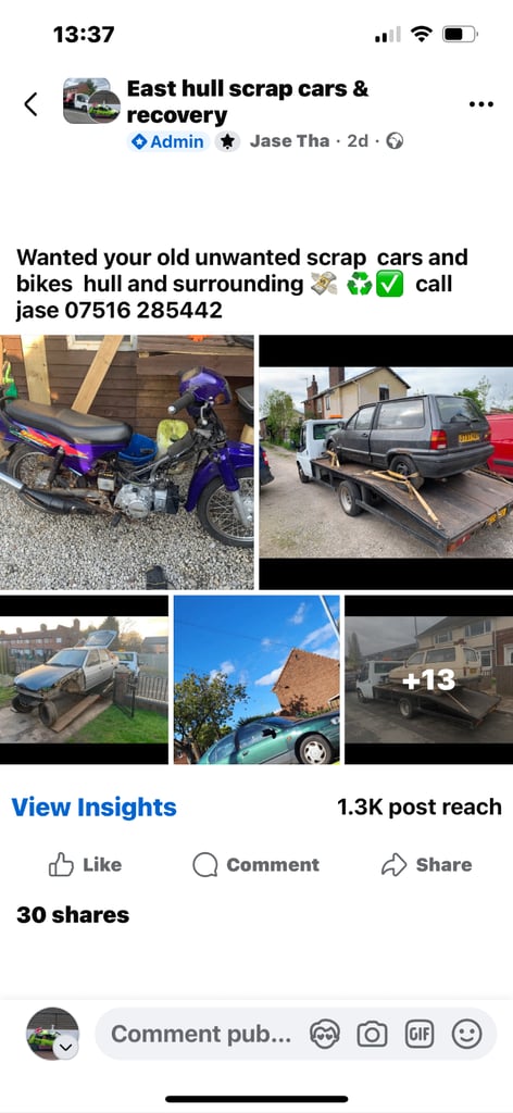 Wanted scrap cars and motorcycles  hull and surrounding 
