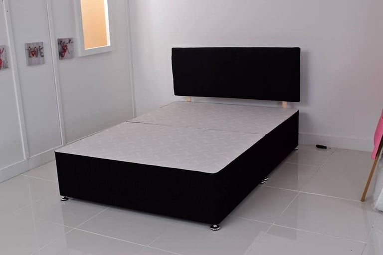 double velvet fabric bed with base and headboard and memory foam mattress