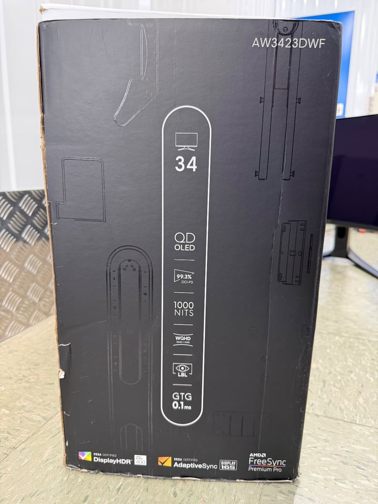 34 inch Alienware QD OLED WQHD 3440x1440 21:9 1800R Curved Gaming Monitor 165Hz  0.1ms AW3423DWF