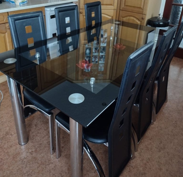 image for Glass table and chairs