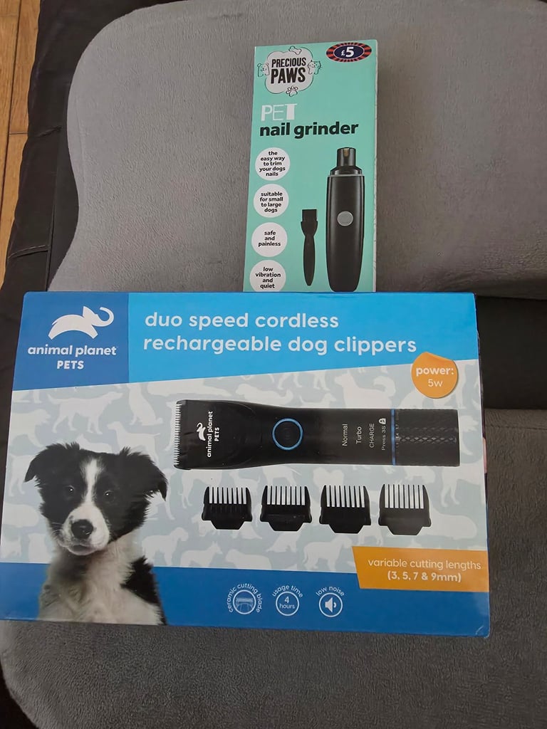 Rechargeable dog clippers and nail grinder