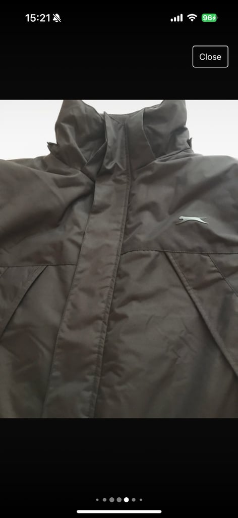 Slazenger weather Jacket rain proof fleeced full zip detachable hood Size Large