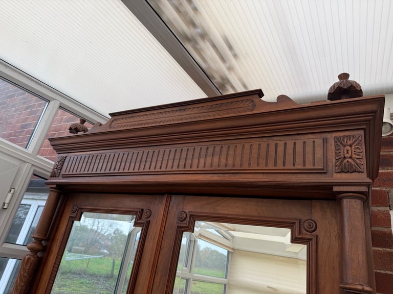 Stunning Antique French Walnut Mirrored Armoire Wardrobe