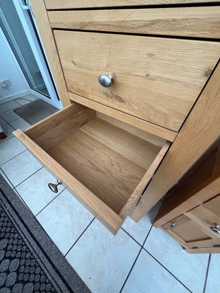 Light Oak chest of drawers with matching small unit