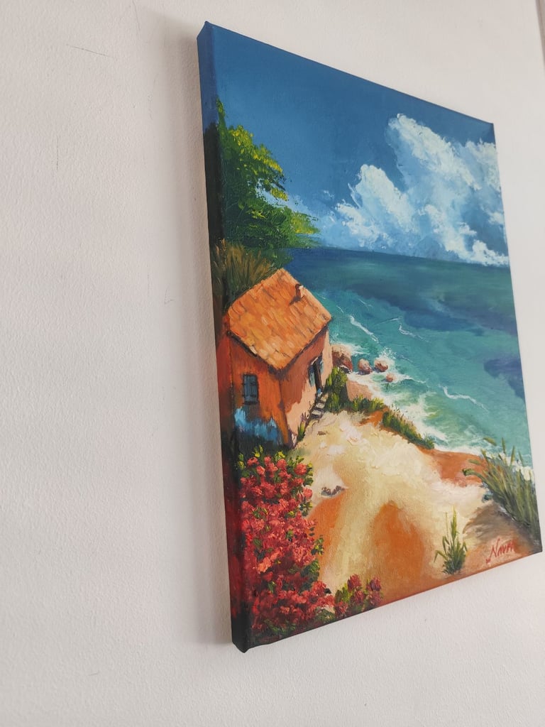 House by the sea oil painting