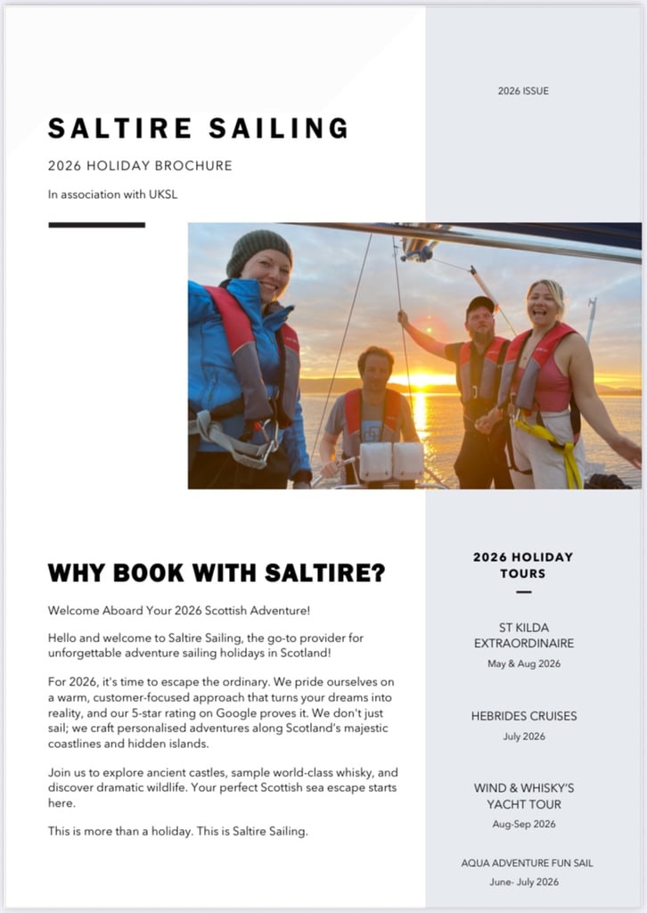Saltire Sailing 2026 Holidays