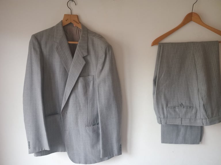 image for Mens grey striped suit 48R