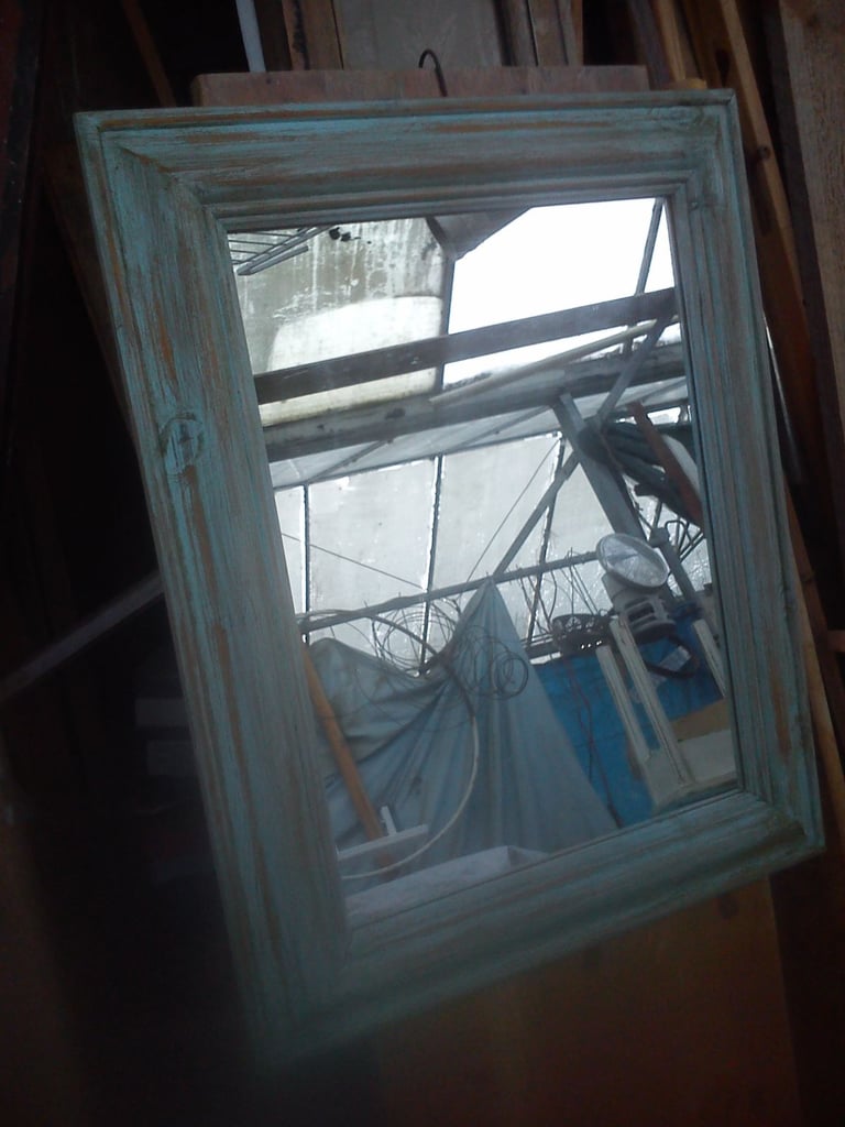 image for Upcycled pine mirror.