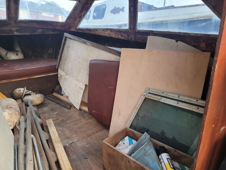 19ft cabin boat, inboard engine and road trailer