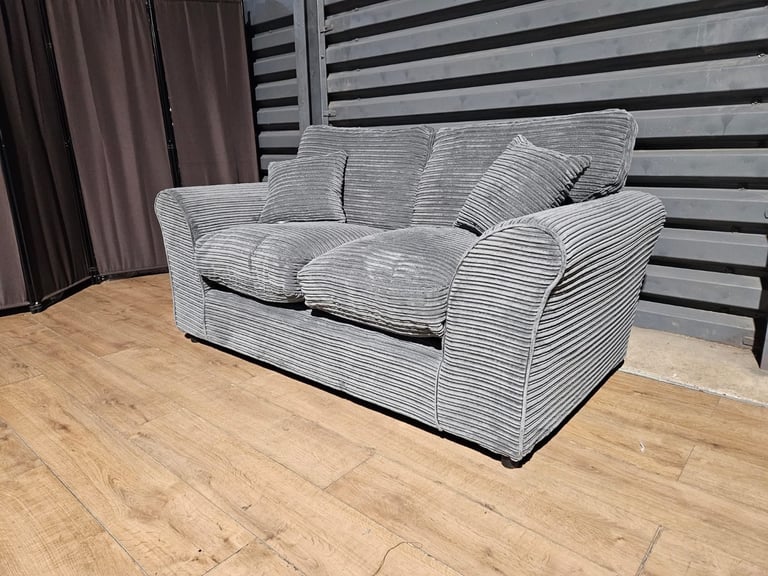 Barely Used Cord Fabric 2 Seater sofa - Grey.