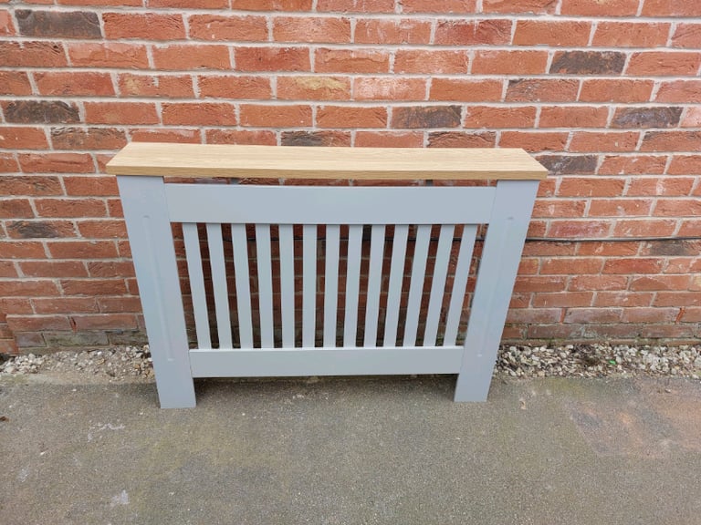 Wooden grey and natural wood radiator cover