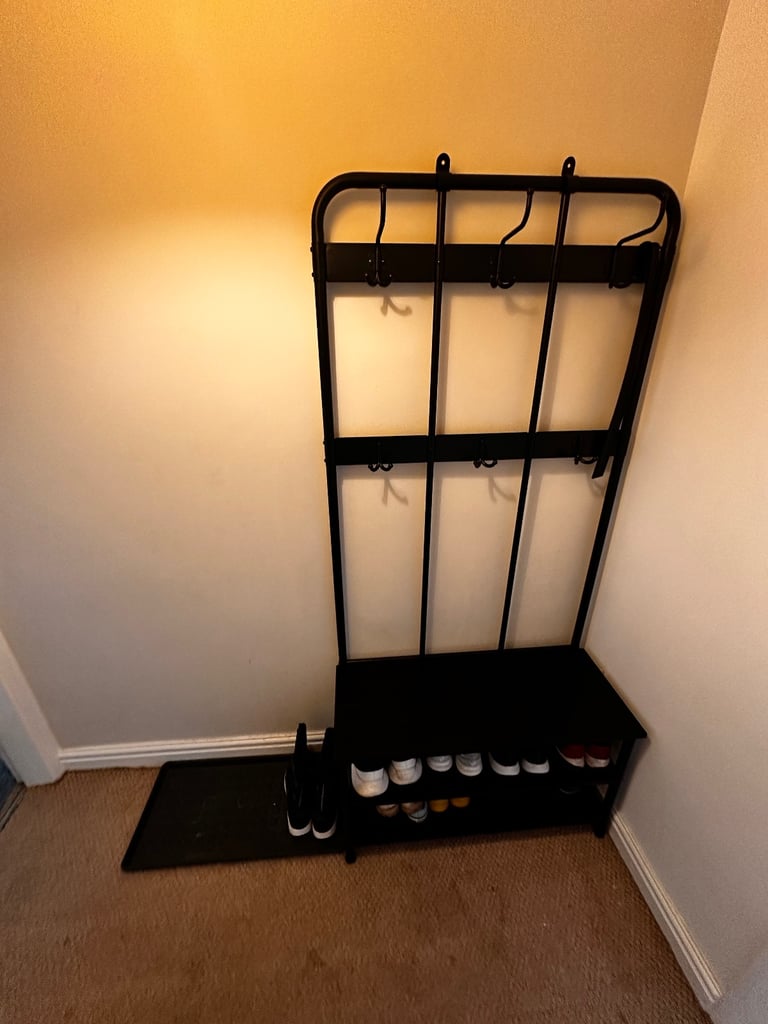 image for IKEA NIPÅSEN Coat Rack & Bench with Shoe Storage – Black