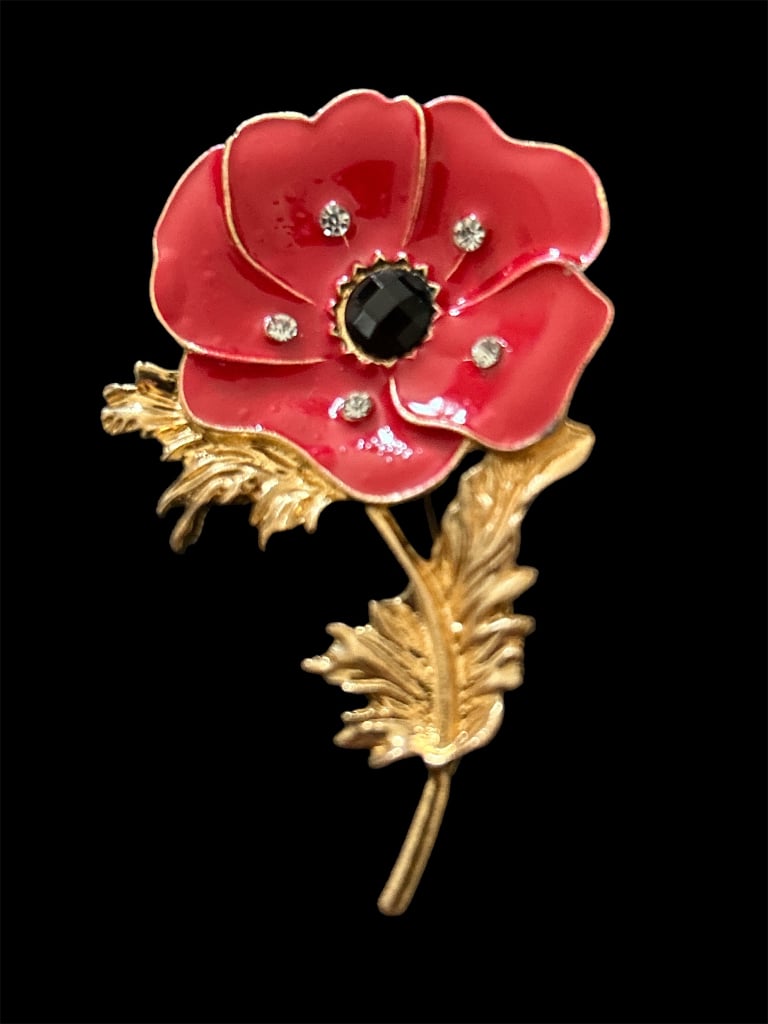 image for Metal & Enamel Poppy 7cm For Remembrance Sunday Pin Badge Approx 3” In VGC