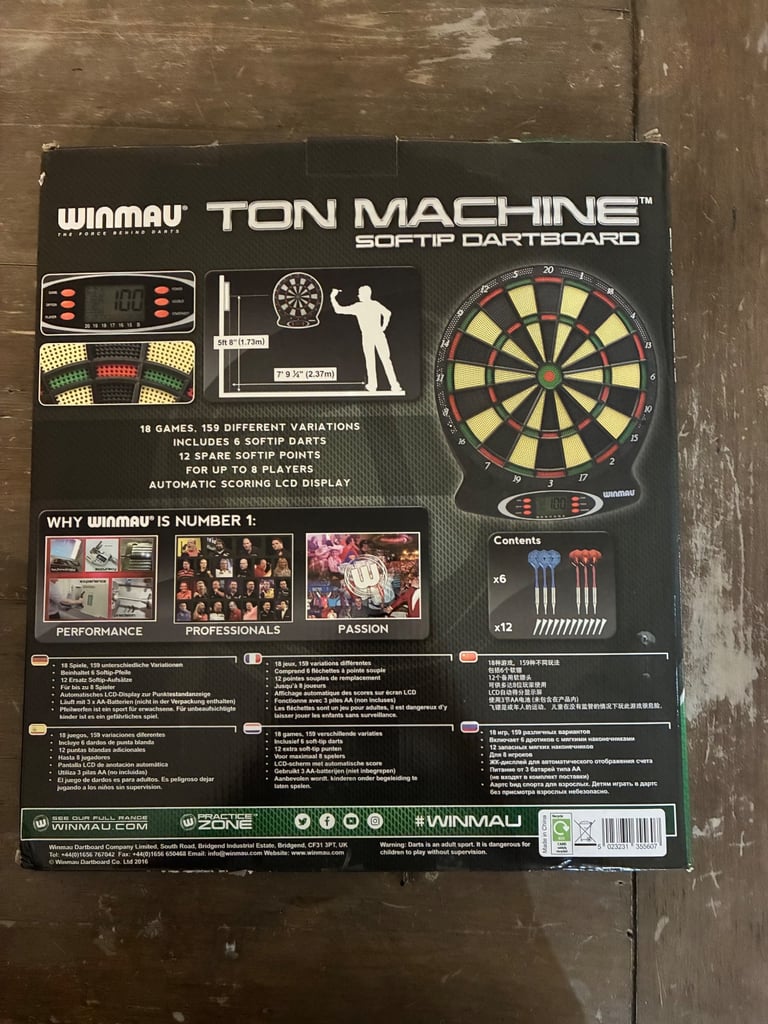 Winmau Ton Machine Soft Tip Dartboard. New and has never been Used
