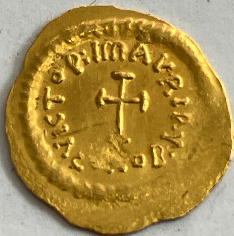 image for 24ct Gold Byzantine Coin Marcie Tiberius Gold Tremessus Roman Coin 582-602AD.