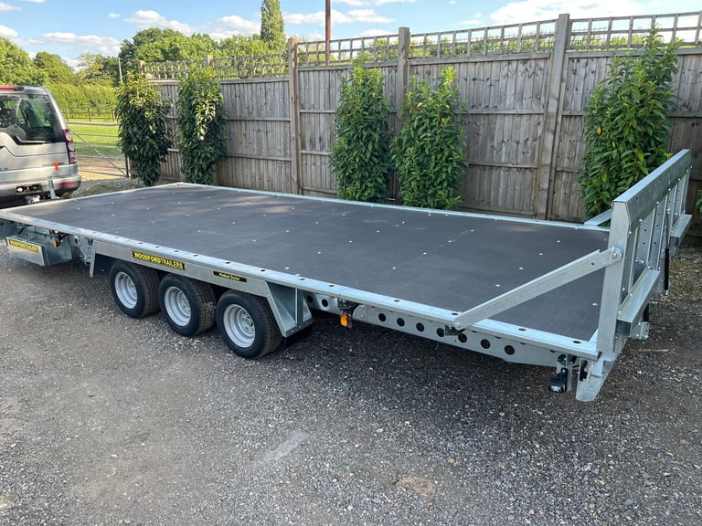 New Woodford Flatbed 18' x 7'3 (5.5 x 2.22m) Tilt Car Trailer Transporter 3500KG