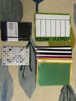 Office supplies, lever arch files, notebooks