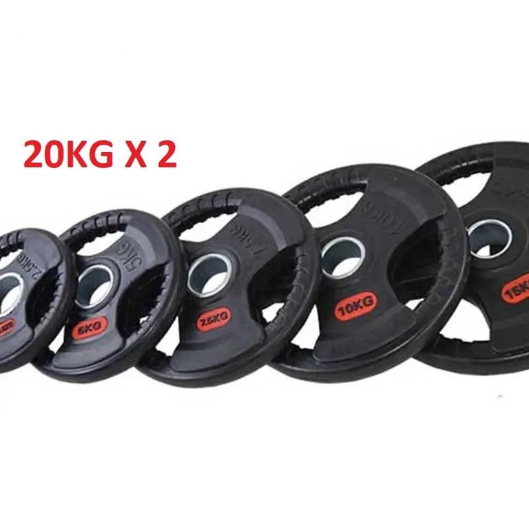 20kg x 2 Tri-Grip Olympic 2inch Weight Plates Rubber Coated