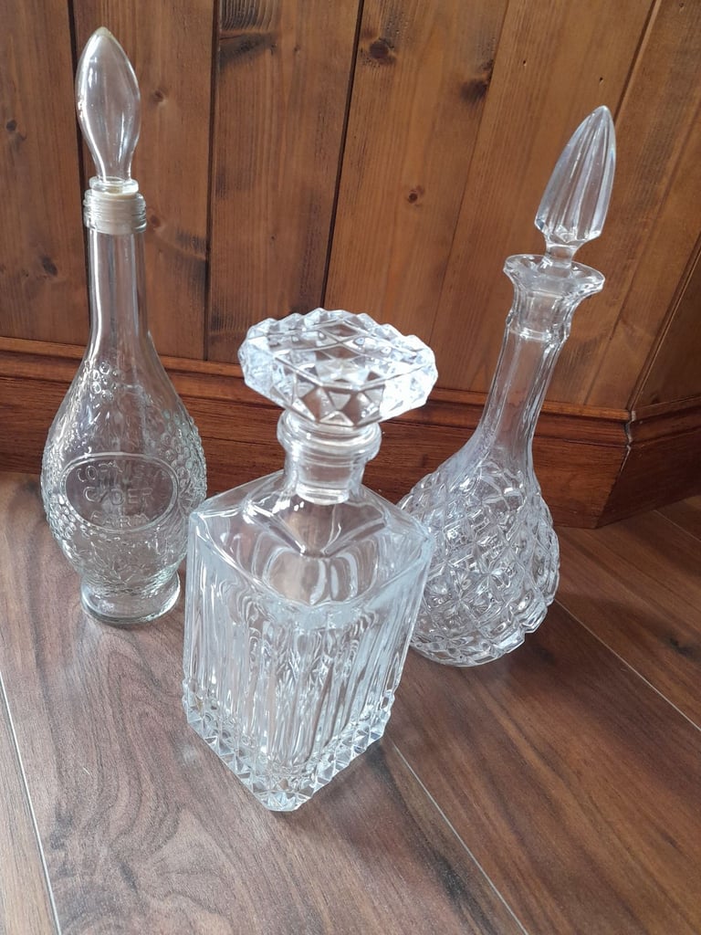 Cut glass decanters x3