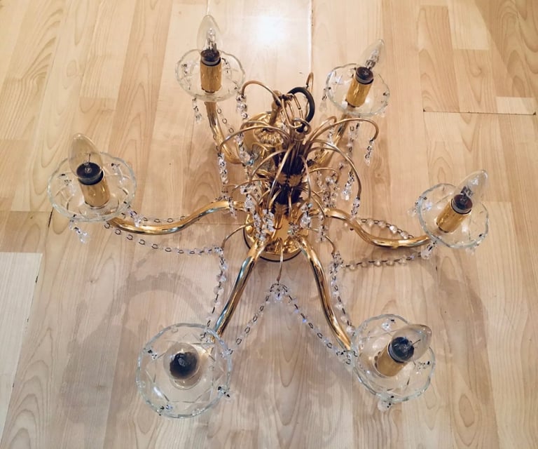 Vintage, 6 Arms Crystal Chandelier⭐️Star Fish Shape🌟Very Stunning💗Rare Piece🎁