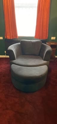 DFS Swivel Chair w/Half Moon footstool