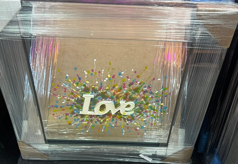 Love mirror picture 3D liquid art with multi Color design NEW 56x56cm