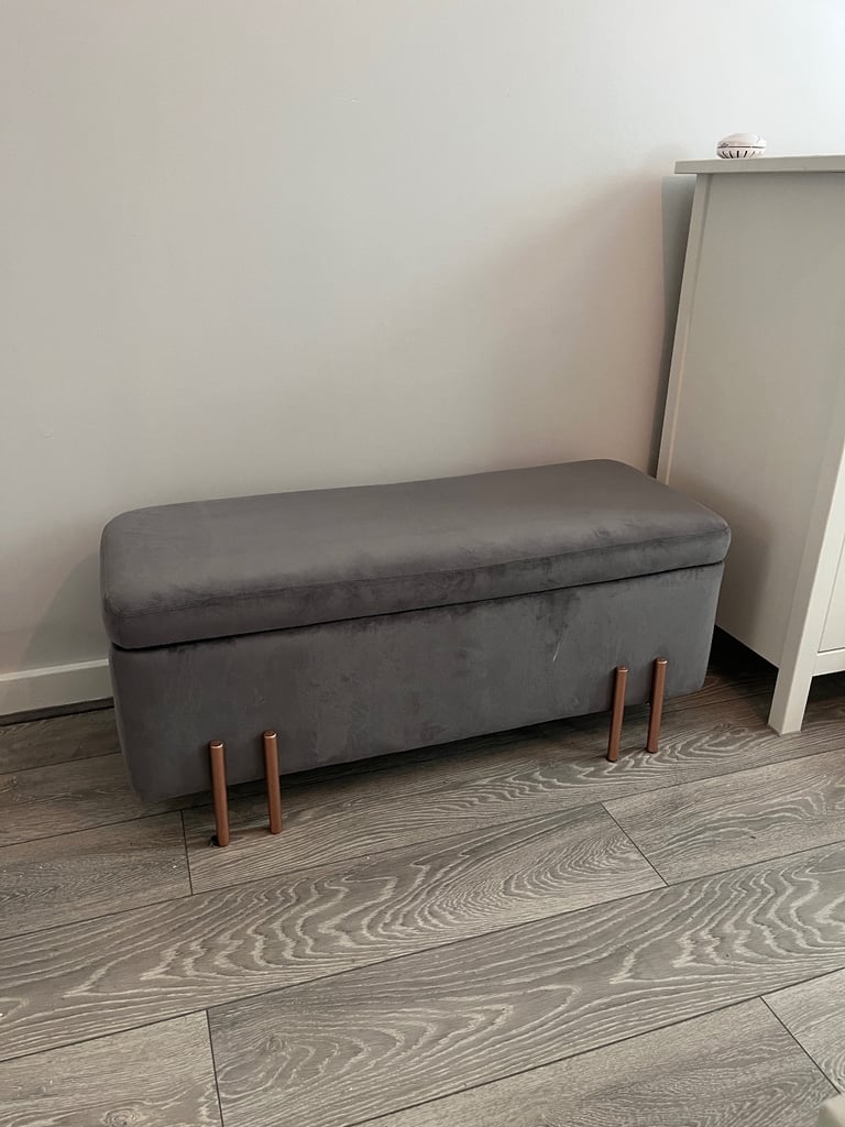 image for Beautify Storage Ottoman Bench Chaise Longue Footstool Pouffe, Bed End grey velvet 