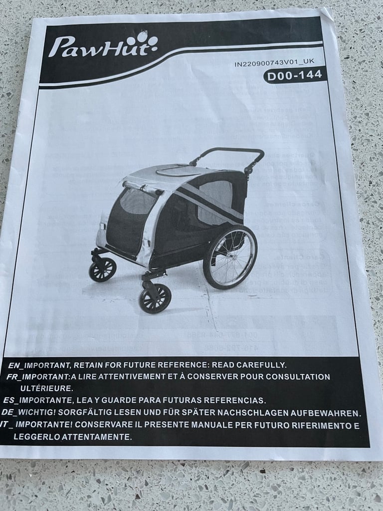 Pawhut 2 in 1 dog stroller / attach to bike 