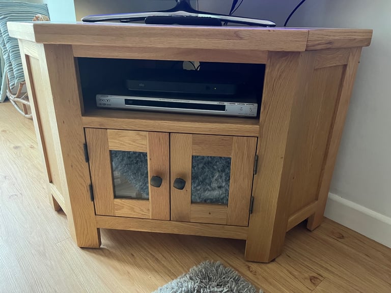 Oak corner TV unit