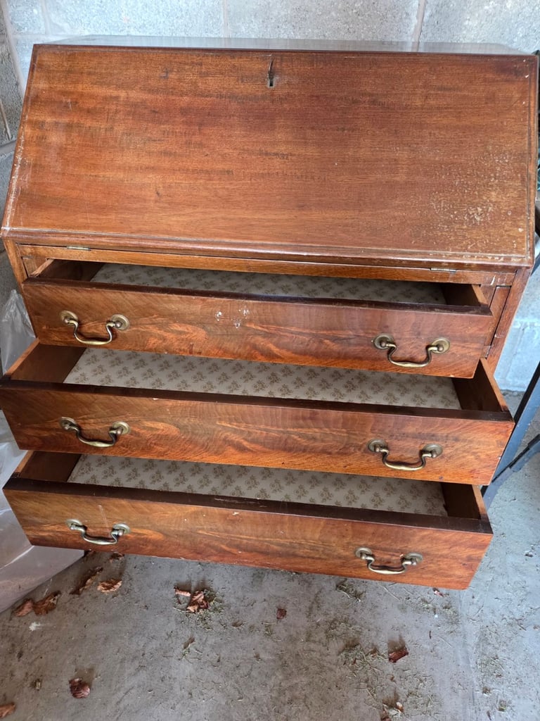 image for Vintage writing bureau with three drawers