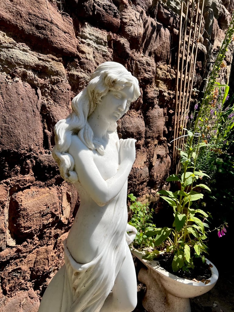 Solid carved marble garden statue . Large! 