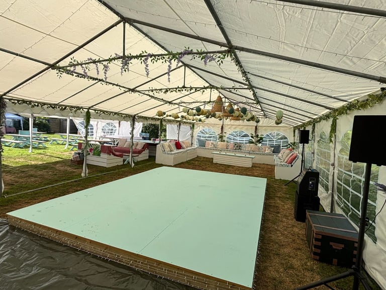 Wedding / Party Setup Including Marquees, Seating, Tables and Decorations.