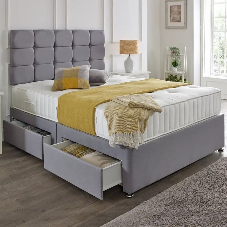 Luxury DIVAN 4FT6 Double Divan Bed Base >> With Mattress & Storage >> 20% Off >>>>>