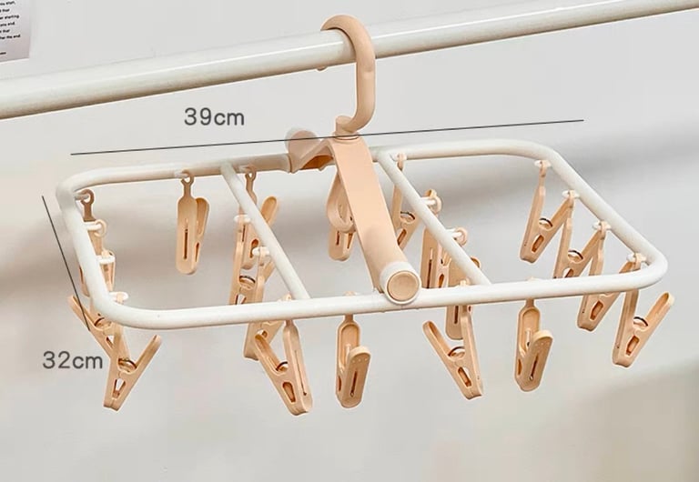 Plastic hanger with 20pcs clothespin, drying rack for underwear