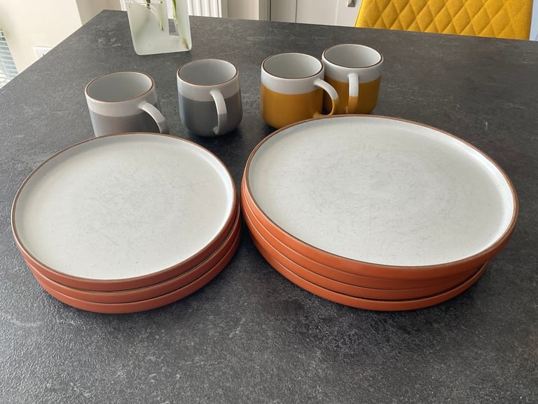 Various Stoneware Crockery (Habitat):  Plates/Cups + Soup/Dessert Bowls – Collect Only