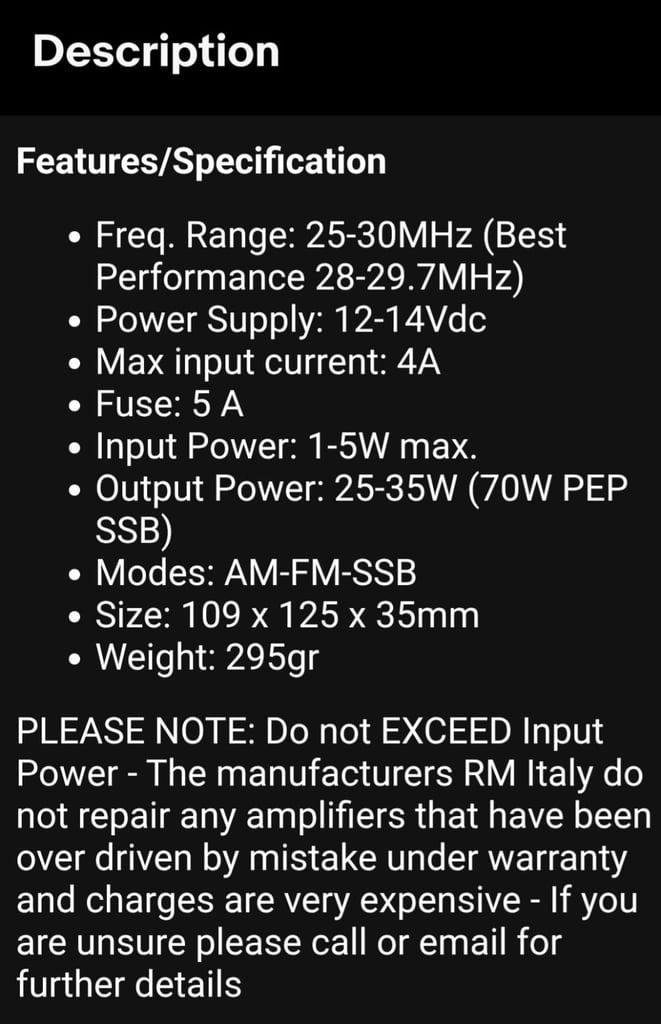 C.B. 35Watt Linear Amplifier
