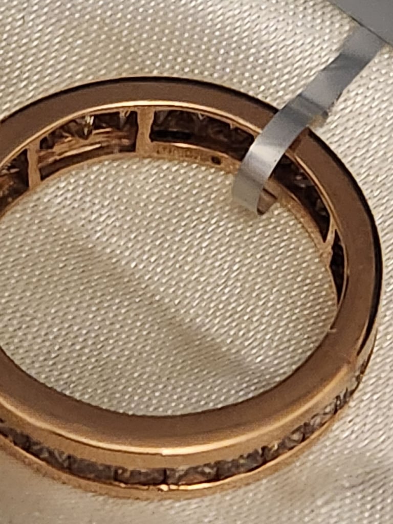 9ct Rose Gold Ring Natural 29 Champagne Diamonds Full Eternity Size N 200ct Princess Cut Certified