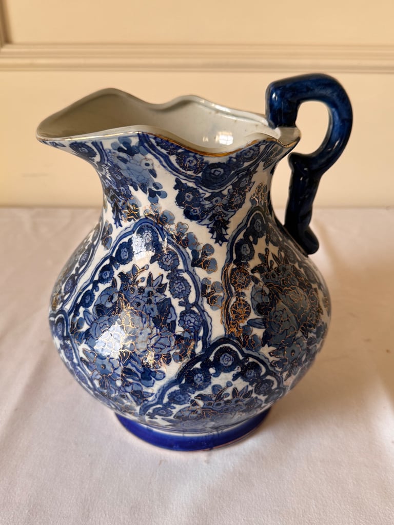 image for Blue and white ceramic pitcher / Jug / Vase