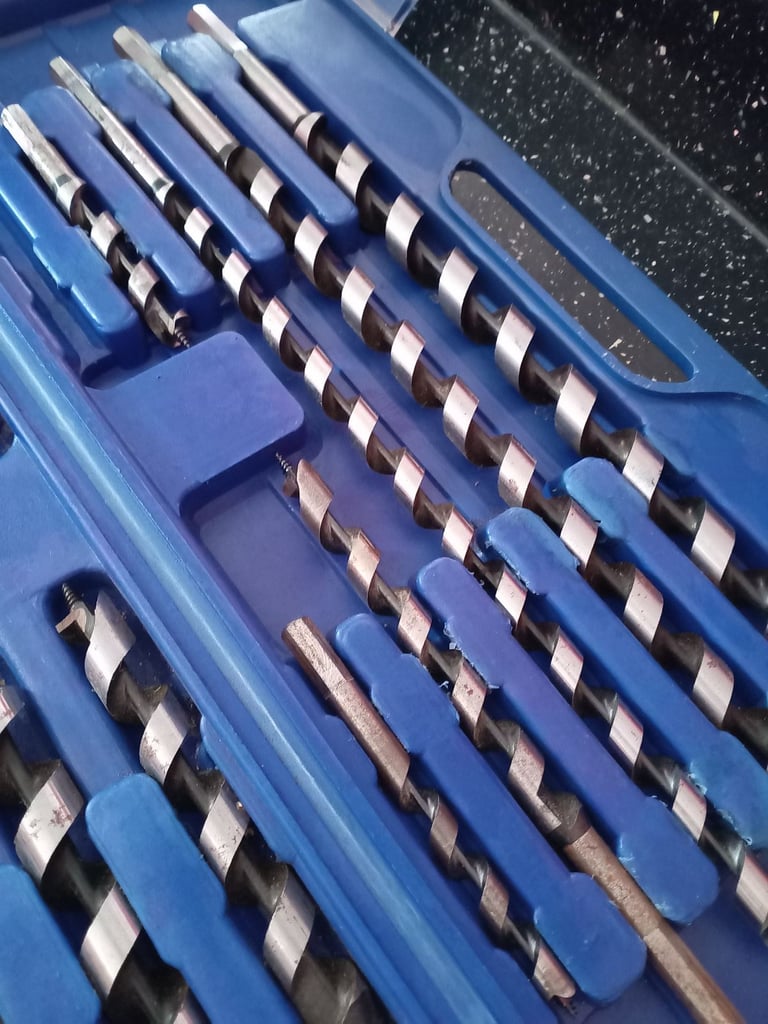 Powermaster 15pc Combination Auger Drill Bit Set in carrying case 