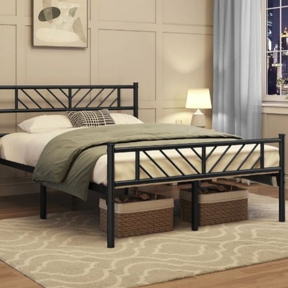 image for Double bed with hybrid memory mattress