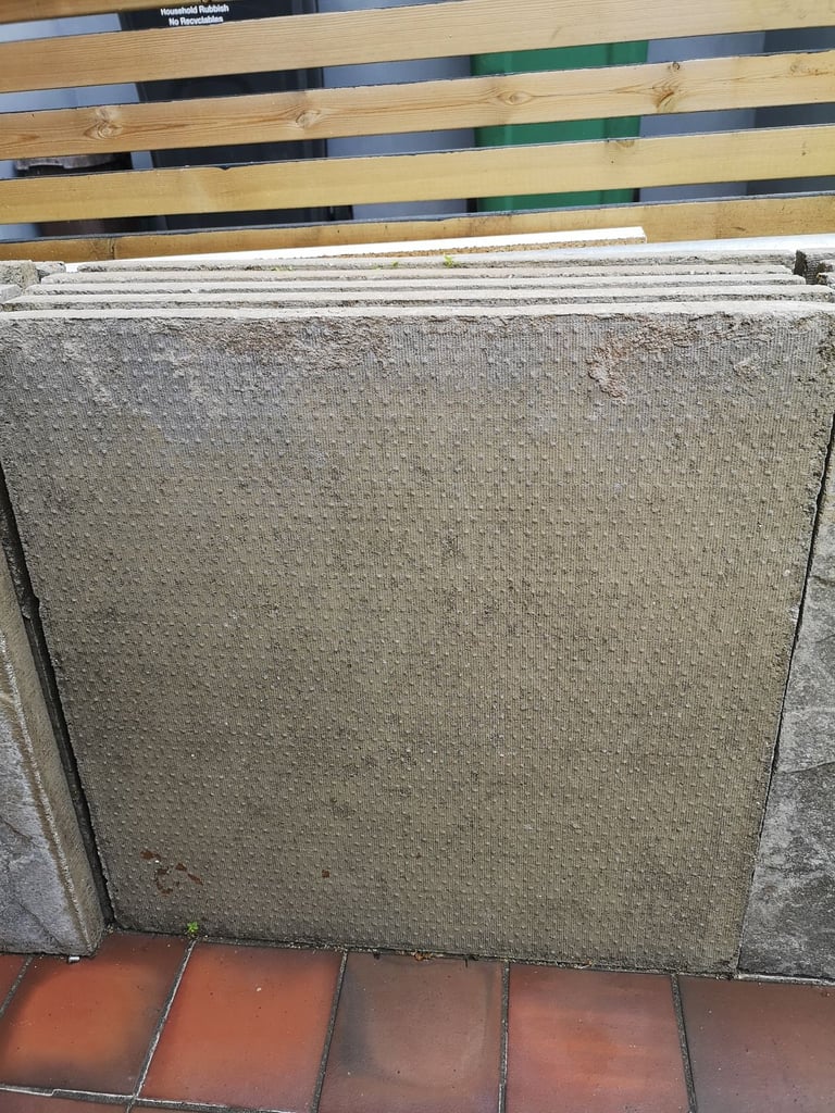 New grey riven patio/paving slabs
