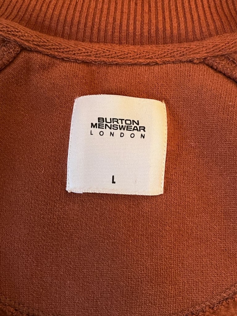 Burton Menswear terracotta fleece, zip front, large
